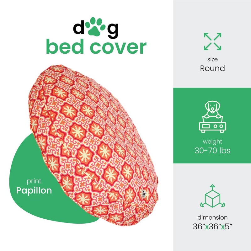 Molly Mutt Medium to Large Dog Bed Cover - Papillon Print - Measures 36â€ x 5â€™â€™ - 100% Cotton - Durable - Breathable - Sustainable - Machine Washable Dog Bed Cover - Image 2